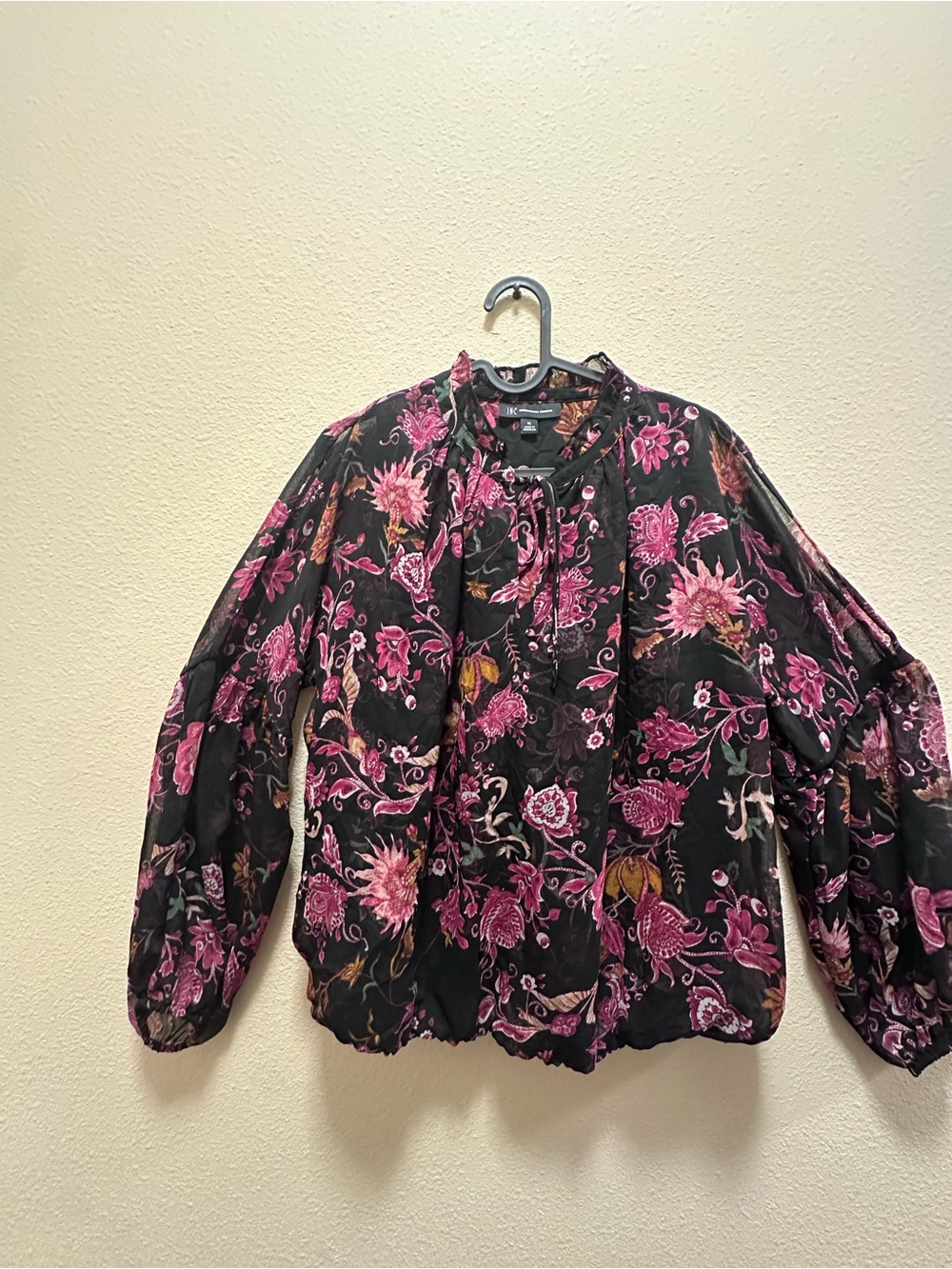 INC International Concepts Black Jacket with Pink Floral Print